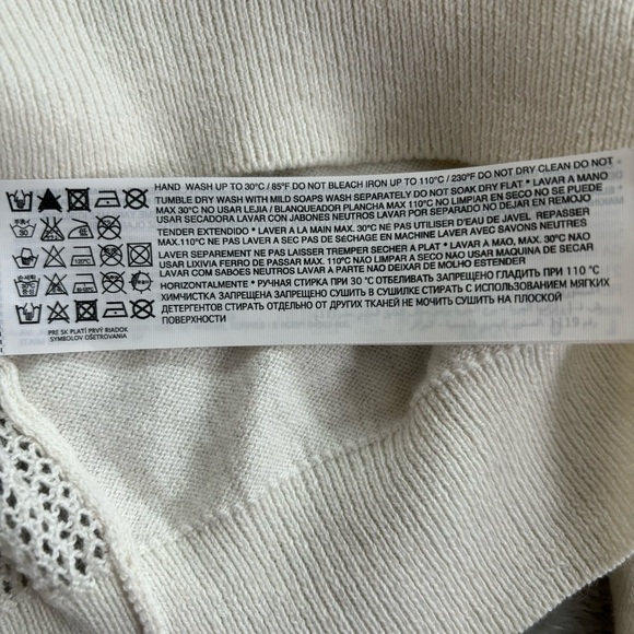 MNG Basics Women Medium Sweater Bows Keyhole Cable Off White Black Cotton Wool - Picture 11 of 13